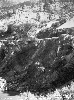 BC Archives # I-57581, Wagon Road to Pavilion near Lillooet (12 Mile Bluffs near Fountain), Sept. 2 1901, photo Frank C. Swannell