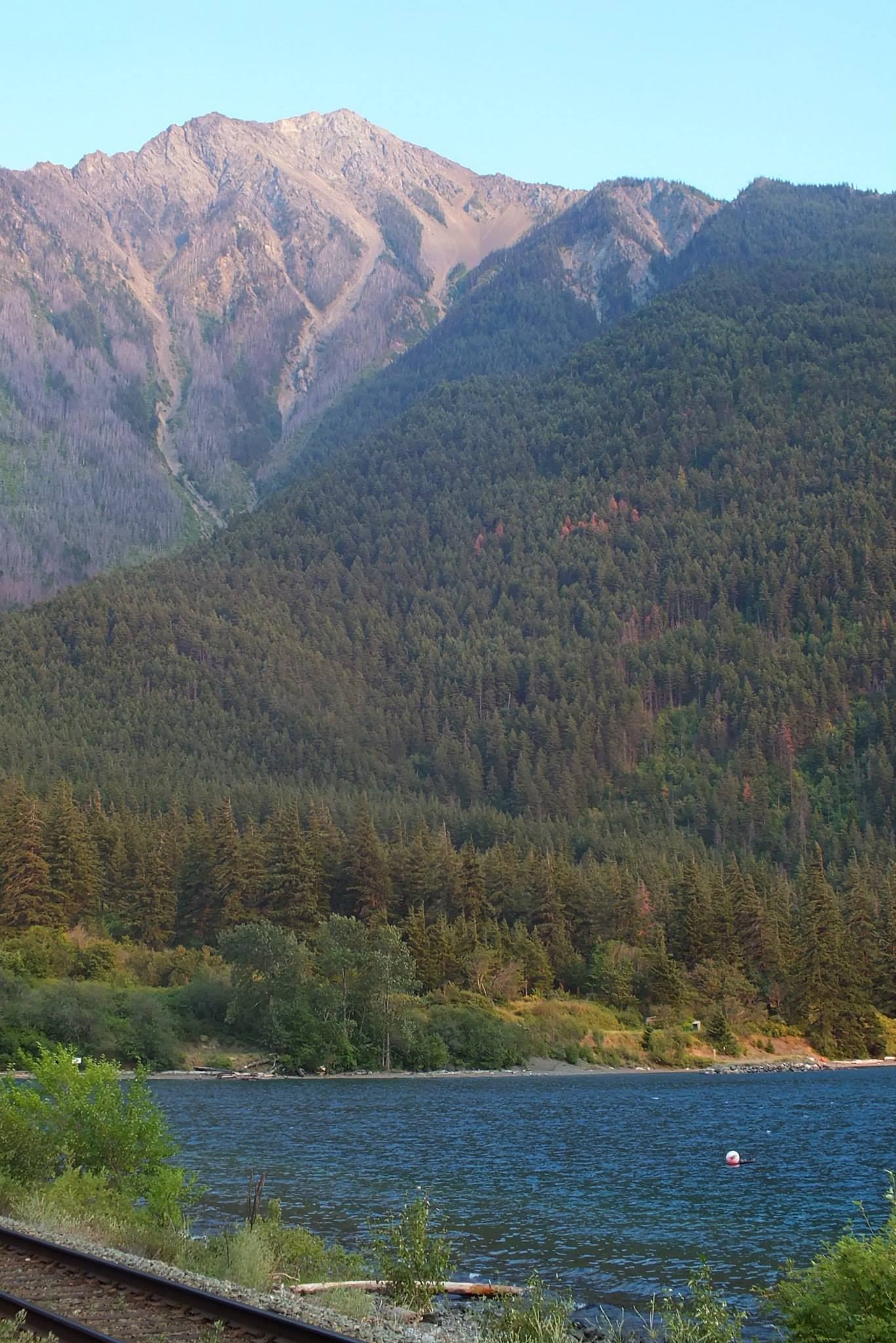 nkiat shore & portage mtn from 2nd powerline