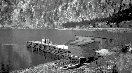 BC Archives # NA-04411, PGE Contractors Wharf at "Anderson Lake" ( believe this is actually Seton Lake)