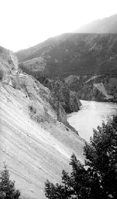 Big Slide on Lytton-Lillooet Road, 1947, photo Frank Swannell