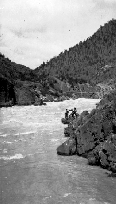 BC Archives # I-33330, Bridge River near fishing grounds, 1909, photo Frank Swannell