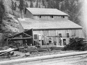 BC Archives # A-00374, Golden Cache Mine, Lumber Mill, Lillooet