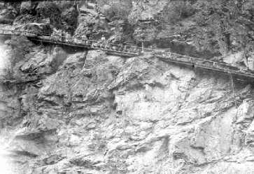 BC Archives # A-03545; Golden Cache Mine, Lillooet; View of Tramway with Ore Cars