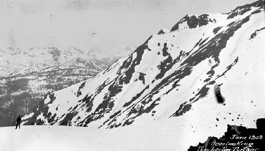 BC Archives # I-57562, Overlooking Pemberton Portage from Cayoosh Range, 1909, photog. Frank C. Swannell