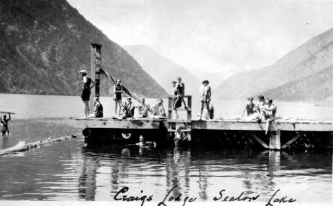 BC Archives # E-05538, Kids on dock at Craig Lodge, Seton Lake BC 1920s