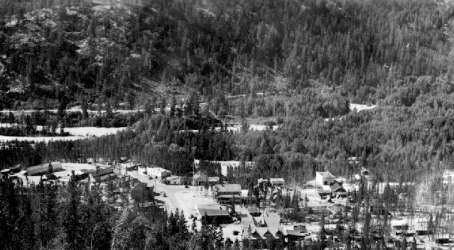 BC Archives # F-04087: View of Gold Bridge from Bralorne Road