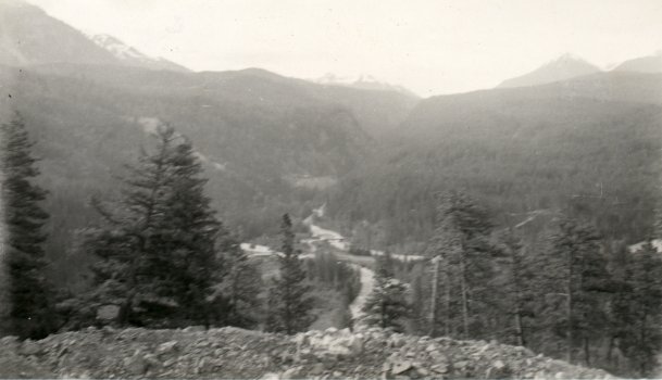 The Hurley Canyon viewed from the Gun Lake Road near Haylmore-Gold Bridge, BC  Photo E. 'Andy' Cleven