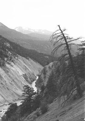 View of Bridge River Valley during flooding, late 1950s