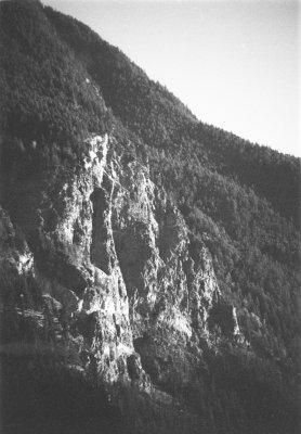 Cliffs of Nkoomptch viewed from Lillooet at sunset