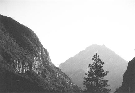 Cliffs of Nkoomptch viewed from Lillooet at sunset