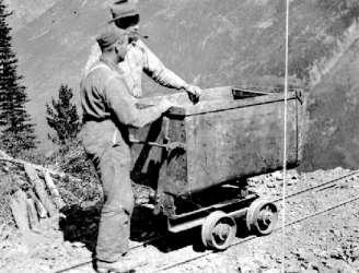 BC Archives # G-00618: Dump Car at stope of RedHawk Mine, Bridge River goldfields